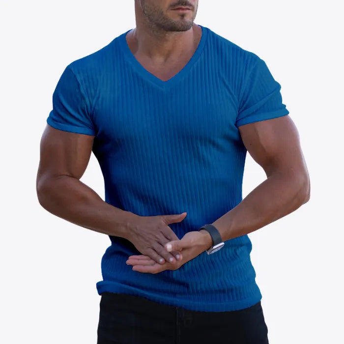 T-shirt moulant à col en V – met en valeur votre physique, maximise le style
