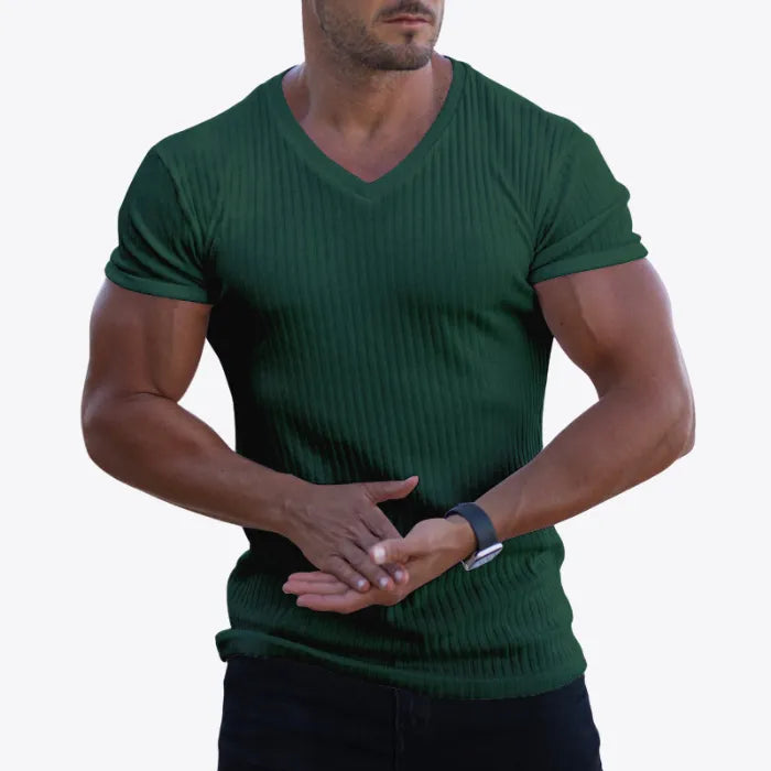 T-shirt moulant à col en V – met en valeur votre physique, maximise le style