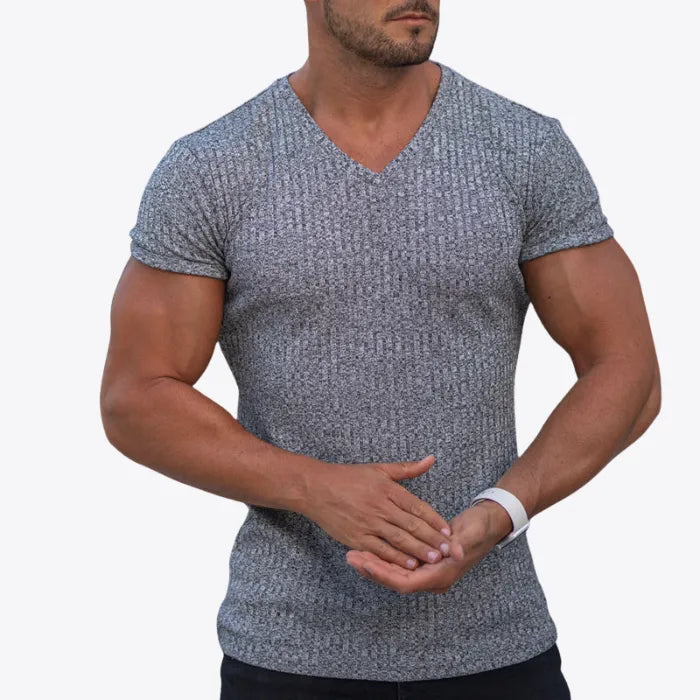 T-shirt moulant à col en V – met en valeur votre physique, maximise le style